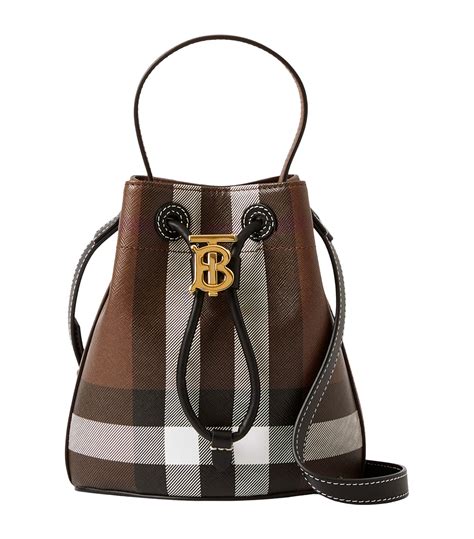 burberry leather drawstring bucket bag|Mini TB Bucket Bag in Dark birch brown .